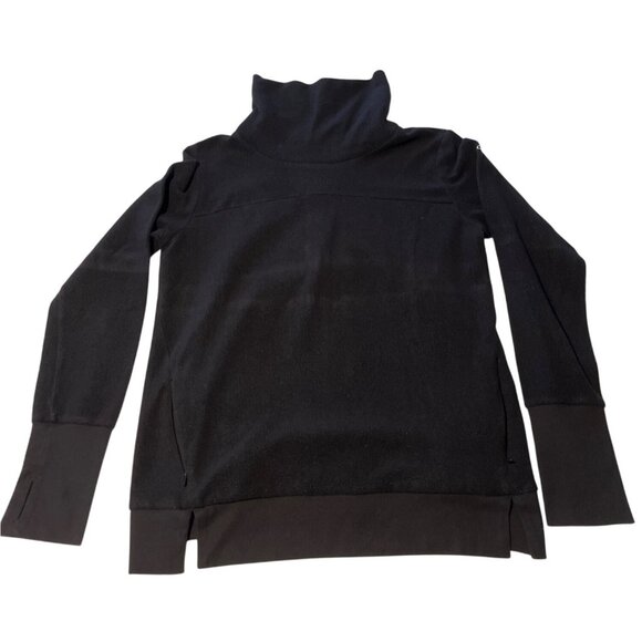 Alo Yoga Black Mock Neck Long Sleeve Pullover Sweater Size M Polyester Blend 64d - Picture 2 of 4